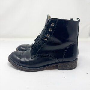 Maje Black Leather Oxford Combat Boots EU 36